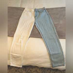 Two-tone straight leg women’s jeans